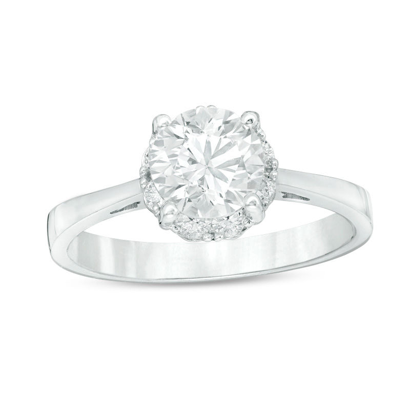 Main Image 1 of 1.50 CT. T.W. Certified Canadian Diamond Frame Engagement Ring in 14K White Gold (I/I1)