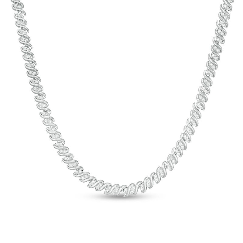 1.98 CT. T.W. Diamond Tennis Necklace in Sterling Silver - 17"