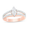 Thumbnail Image 0 of Marquise Lab-Created White Sapphire Split Shank Engagement Ring in 10K Rose Gold