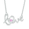 Thumbnail Image 1 of Unstoppable Love™ Lab-Created Pink Sapphire "love" Necklace in Sterling Silver