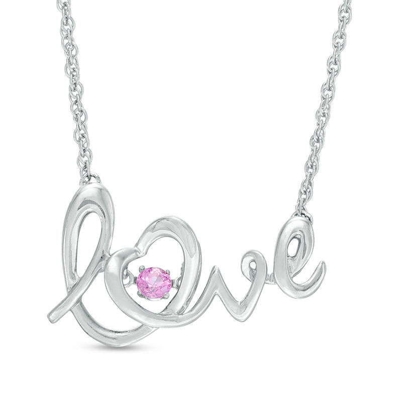 Unstoppable Love™ Lab-Created Pink Sapphire "love" Necklace in Sterling Silver