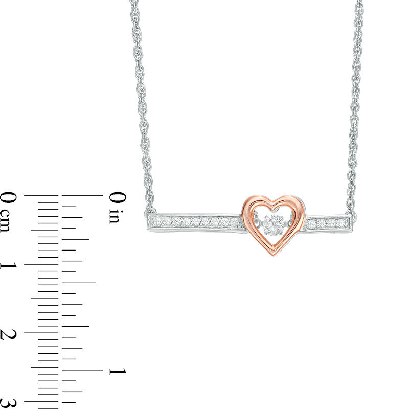 Unstoppable Love™ Lab-Created White Sapphire Heart Bar Necklace in Sterling Silver and 10K Rose Gold