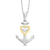 Unstoppable Love™ Lab-Created White Sapphire Heart Anchor Pendant in Sterling Silver and 10K Gold
