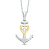 Thumbnail Image 1 of Unstoppable Love™ Lab-Created White Sapphire Heart Anchor Pendant in Sterling Silver and 10K Gold
