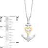 Unstoppable Love™ Lab-Created White Sapphire Heart Anchor Pendant in Sterling Silver and 10K Gold