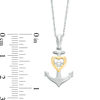 Thumbnail Image 1 of Unstoppable Love™ Lab-Created White Sapphire Heart Anchor Pendant in Sterling Silver and 10K Gold