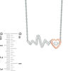 Unstoppable Love™ Lab-Created White Sapphire Heartbeat Necklace in Sterling Silver and 10K Rose Gold
