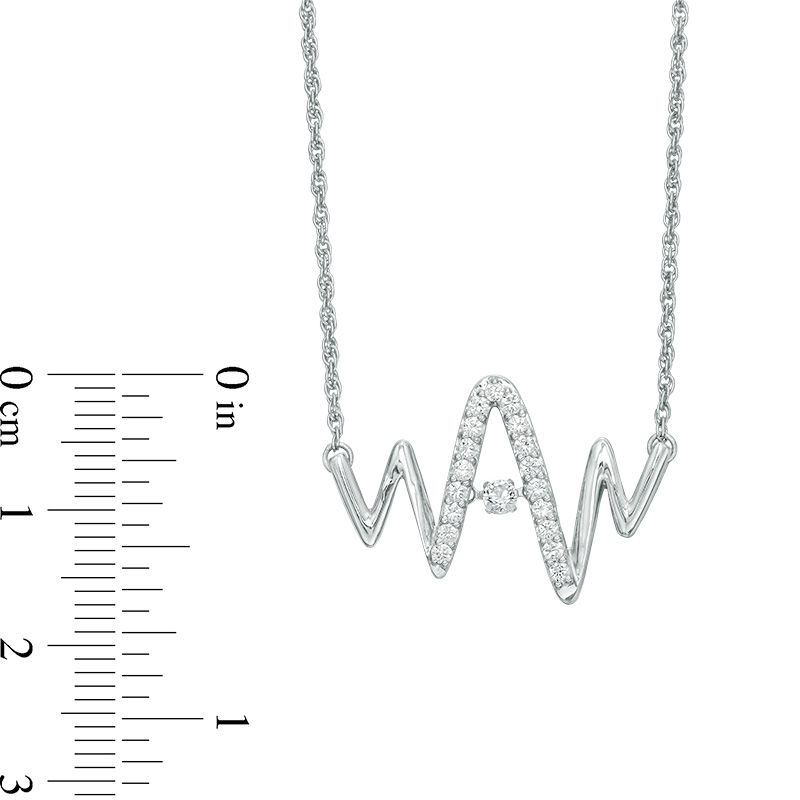 Unstoppable Love™ Lab-Created White Sapphire Heartbeat Necklace in Sterling Silver