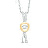 Thumbnail Image 0 of Unstoppable Love™ Lab-Created White Sapphire "X" Pendant in Sterling Silver and 10K Gold