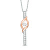Unstoppable Love™ Lab-Created White Sapphire Stick Drop Pendant in Sterling Silver and 10K Rose Gold