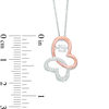 Unstoppable Love™ Lab-Created White Sapphire Heart-Shaped Butterfly Pendant in Sterling Silver and 10K Rose Gold