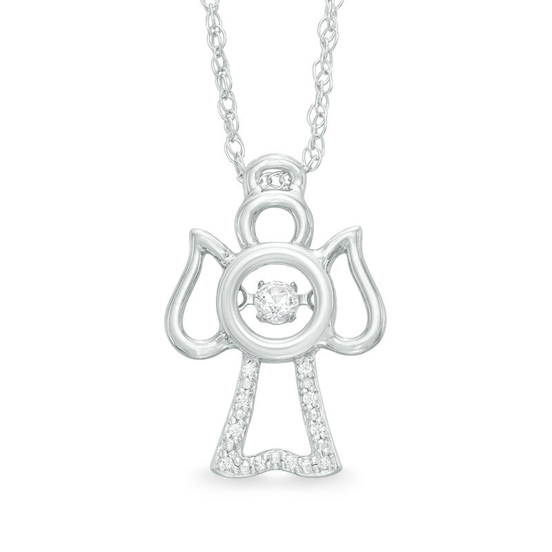 Unstoppable Love™ Lab-Created White Sapphire Angel Pendant in Sterling Silver