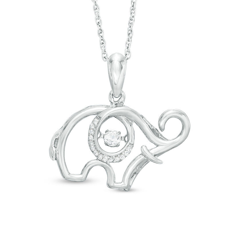 Unstoppable Love™ Lab-Created White Sapphire Elephant Pendant in Sterling Silver