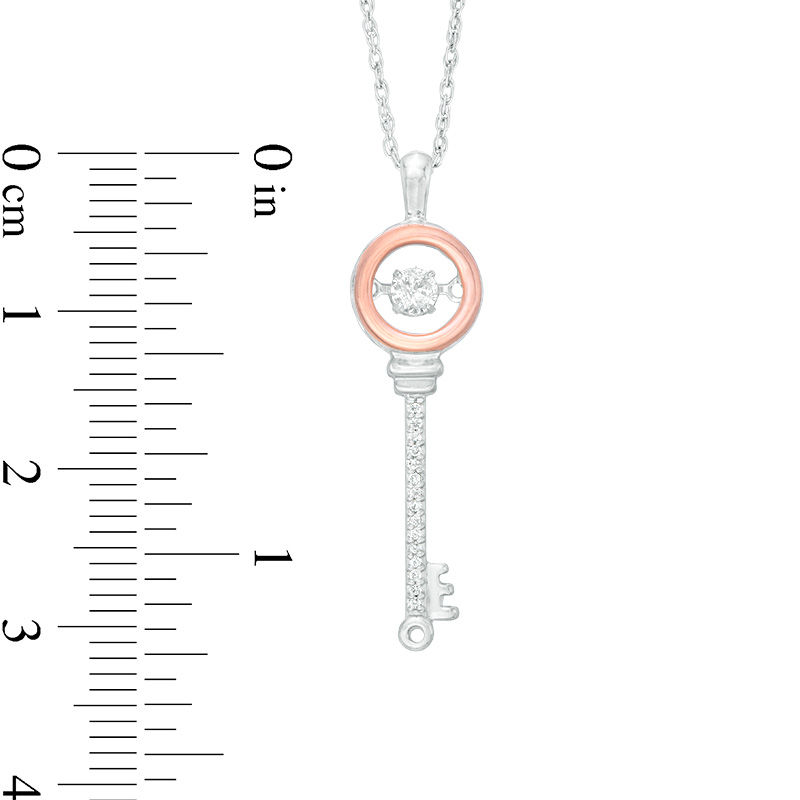 Unstoppable Love™ Lab-Created White Sapphire Key Pendant in Sterling Silver and 10K Rose Gold