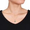 Thumbnail Image 3 of Oval Peridot, White Topaz and Diamond Accent Frame Pendant in 14K White Gold - 17"