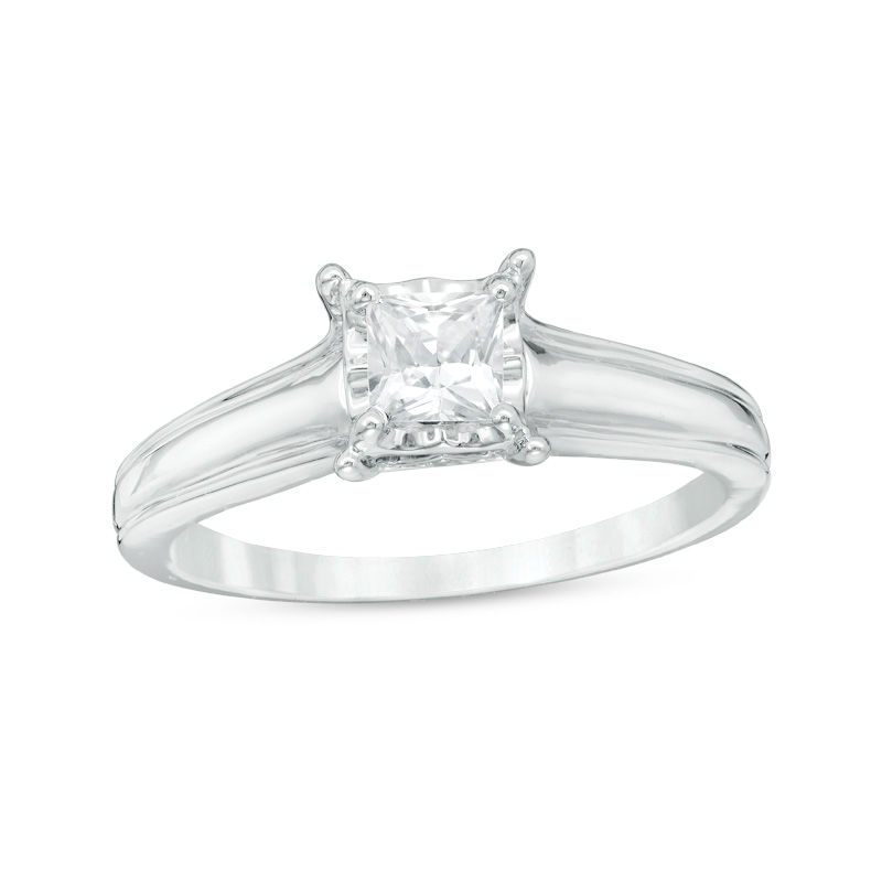 0.63 CT. T.W. Princess-Cut Diamond Solitaire Engagement Ring in 10K White Gold|Peoples Jewellers