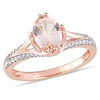 Thumbnail Image 0 of Oval Morganite and 0.19 CT. T.W. Diamond Split Shank Engagement Ring in 14K Rose Gold