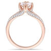 Thumbnail Image 2 of Oval Morganite and 0.19 CT. T.W. Diamond Split Shank Engagement Ring in 14K Rose Gold