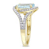 Thumbnail Image 2 of Oval Aquamarine and 0.48 CT. T.W. Diamond Bypass Frame Engagement Ring in 14K Gold