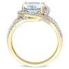Thumbnail Image 3 of Oval Aquamarine and 0.48 CT. T.W. Diamond Bypass Frame Engagement Ring in 14K Gold