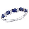 Thumbnail Image 0 of Oval Blue Sapphire and 0.26 CT. T.W. Diamond Twist Five Stone Ring in 14K White Gold