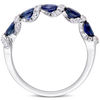 Thumbnail Image 2 of Oval Blue Sapphire and 0.26 CT. T.W. Diamond Twist Five Stone Ring in 14K White Gold