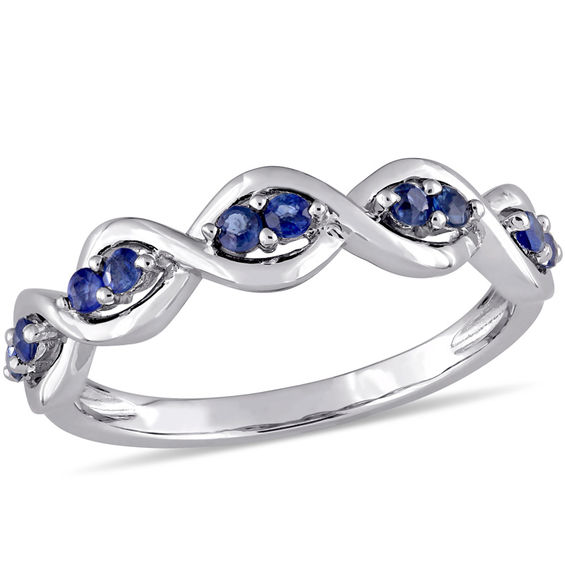 Blue Sapphire Duo Twist Ring in 14K White Gold Blue Sapphire Duo Twist Ring in 14K White Gold