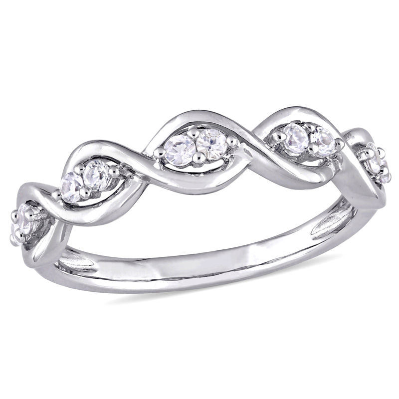 White Sapphire Duo Twist Ring in 14K White Gold|Peoples Jewellers