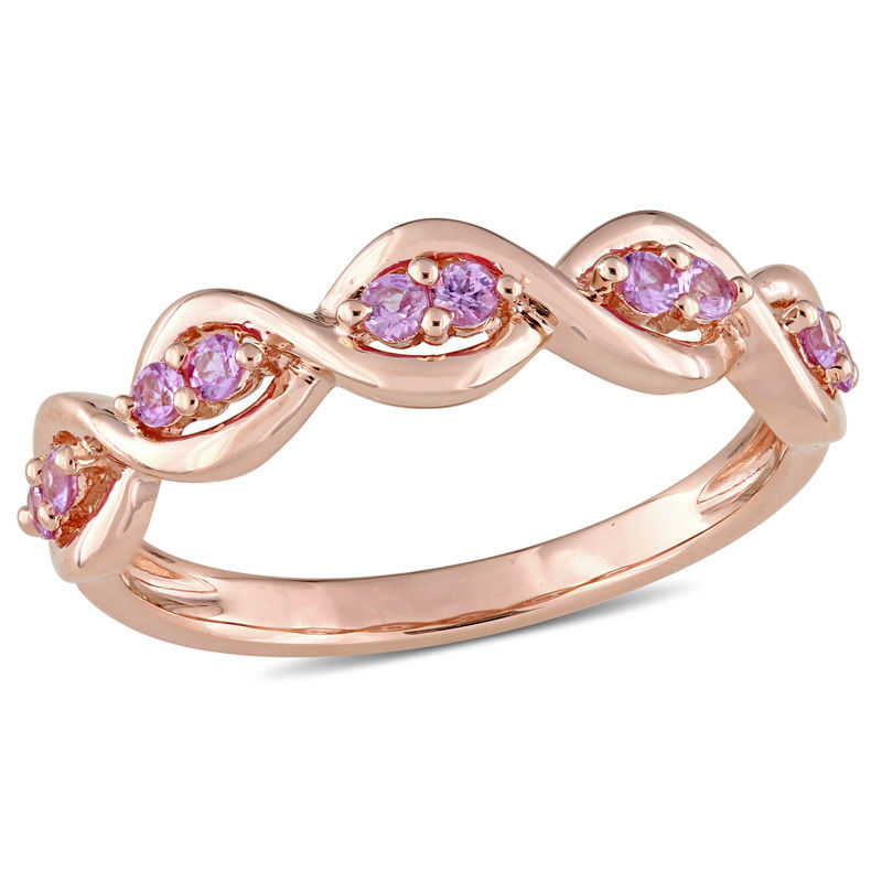 Pink Sapphire Duo Twist Ring in 14K Rose Gold