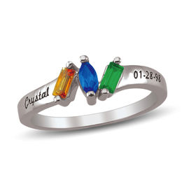 Daughter's Birthstone Ring (3 Stones and 2 Lines)
