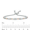Thumbnail Image 1 of 0.50 CT. T.W. Diamond Alternating Bar and Heart Bolo Bracelet in Sterling Silver and 10K Rose Gold - 9.5"