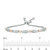 Thumbnail Image 2 of 0.50 CT. T.W. Diamond Alternating Bar and Heart Bolo Bracelet in Sterling Silver and 10K Rose Gold - 9.5"
