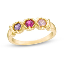 Mother's 3.0mm Birthstone &quot;XO&quot; Ring (2-5 Stones)