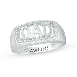 Men's Textured Frame "DAD" Signet Ring (1 Line)