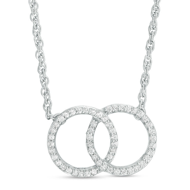 0.18 CT. T.W. Diamond Interlocking Circles Necklace in Sterling Silver - 17.5"|Peoples Jewellers