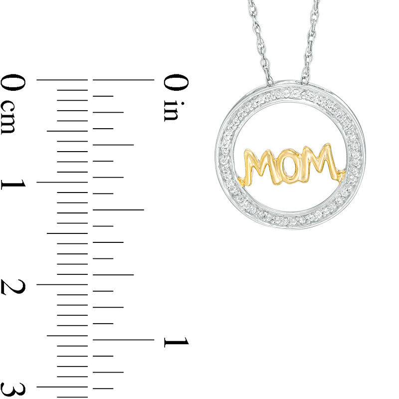 0.15 CT. T.W. Diamond "MOM" Circle Pendant in Sterling Silver and 10K Gold