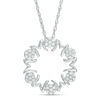 Thumbnail Image 0 of 0.23 CT. T.W. Diamond "MOM" Circle Pendant in Sterling Silver