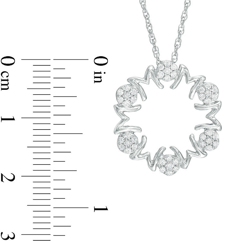 0.23 CT. T.W. Diamond "MOM" Circle Pendant in Sterling Silver