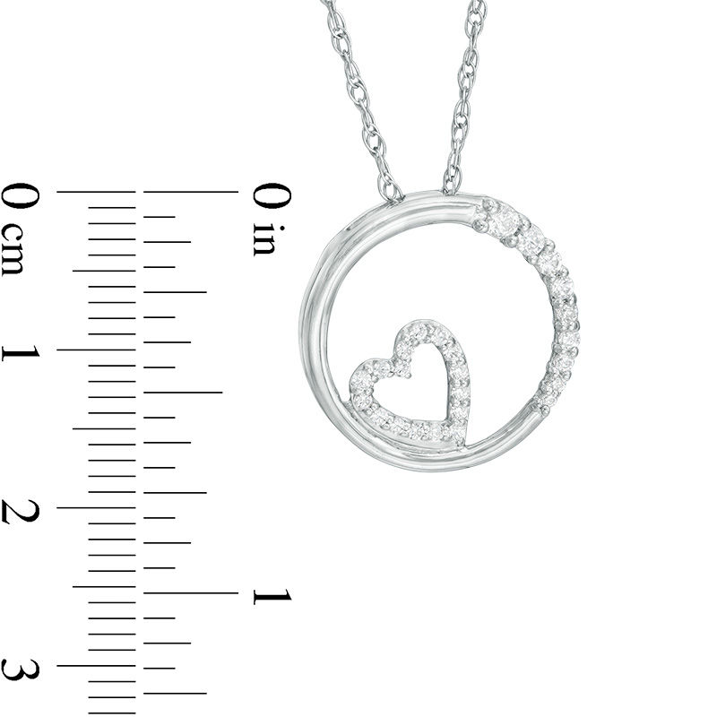 0.18 CT. T.W. Diamond Heart in Circle Pendant in 10K White Gold
