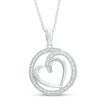 Thumbnail Image 1 of 0.09 CT. T.W. Diamond Heart in Circle Pendant in Sterling Silver