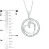 Thumbnail Image 2 of 0.09 CT. T.W. Diamond Heart in Circle Pendant in Sterling Silver