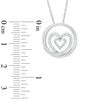 0.12 CT. T.W. Diamond Double Heart Circle Pendant in Sterling Silver