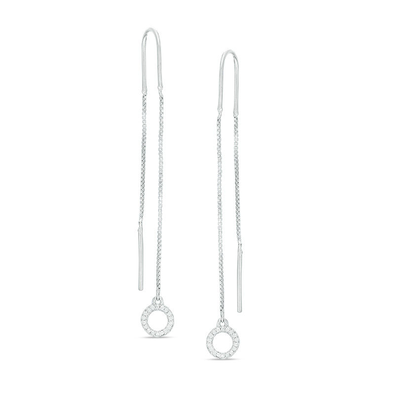 0.09 CT. T.W. Diamond Circle Threader Earrings in Sterling Silver