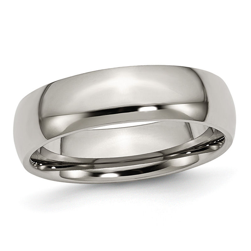 Men's 6.0mm Polished Comfort Fit Wedding Band in Titanium|Peoples Jewellers