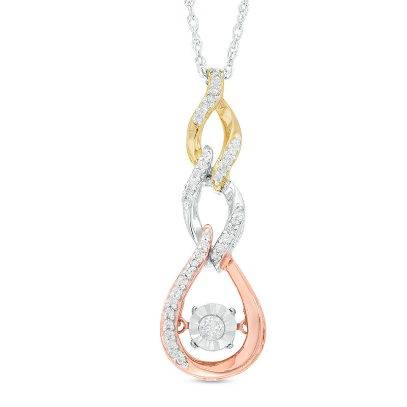 Unstoppable Love™ 0.23 CT. T.W. Diamond Cascading Flame Pendant in 10K Tri-Tone Gold|Peoples Jewellers