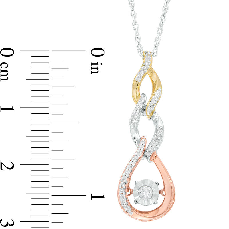 Unstoppable Love™ 0.23 CT. T.W. Diamond Cascading Flame Pendant in 10K Tri-Tone Gold