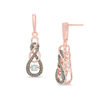 Thumbnail Image 0 of Unstoppable Love™ 0.30 CT. T.W. Champagne and White Diamond Infinity Drop Earrings in 10K Rose Gold