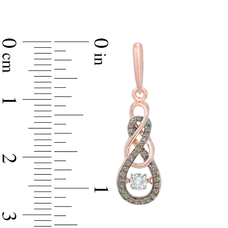 Unstoppable Love™ 0.30 CT. T.W. Champagne and White Diamond Infinity Drop Earrings in 10K Rose Gold