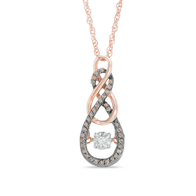 Unstoppable Love™ 0.18 CT. T.W. Champagne and White Diamond Infinity Pendant in 10K Rose Gold