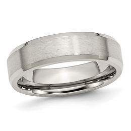 Men's 6.0mm Bevelled Edge Comfort Fit Wedding Band in Stainless Steel